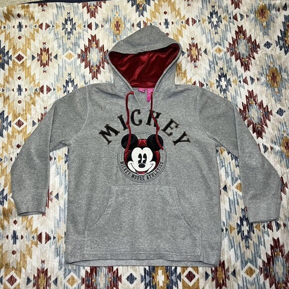 Disney Tops - Disney Hoodie Women 1X Plus Mickey Mouse Athletics Gray Sweatshirt Resort Cruise